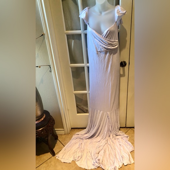 Women’s white off the shoulder deep v bodycon long tail dress in size xl - Picture 7 of 12